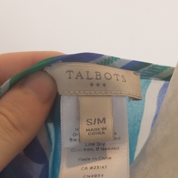 Talbots Blue & Green Sheer Tunic/Top - Picture 4 of 8